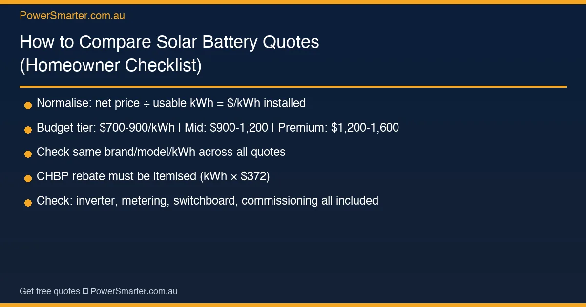 How to Compare Solar Battery Quotes (Homeowner Checklist) key facts